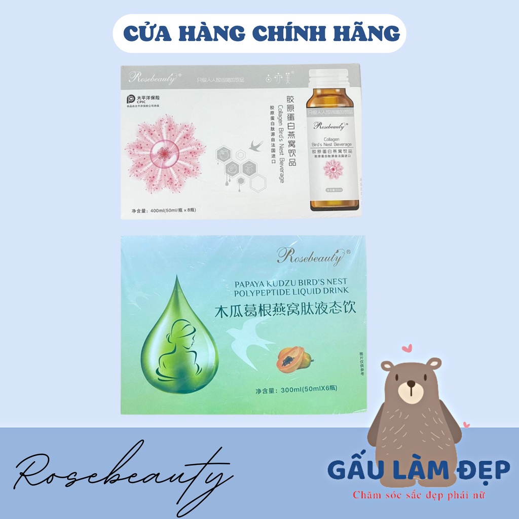 Nước Uống Collagen Yến Trắng Da Nở Ngực Rosebeauty- Full Hộp