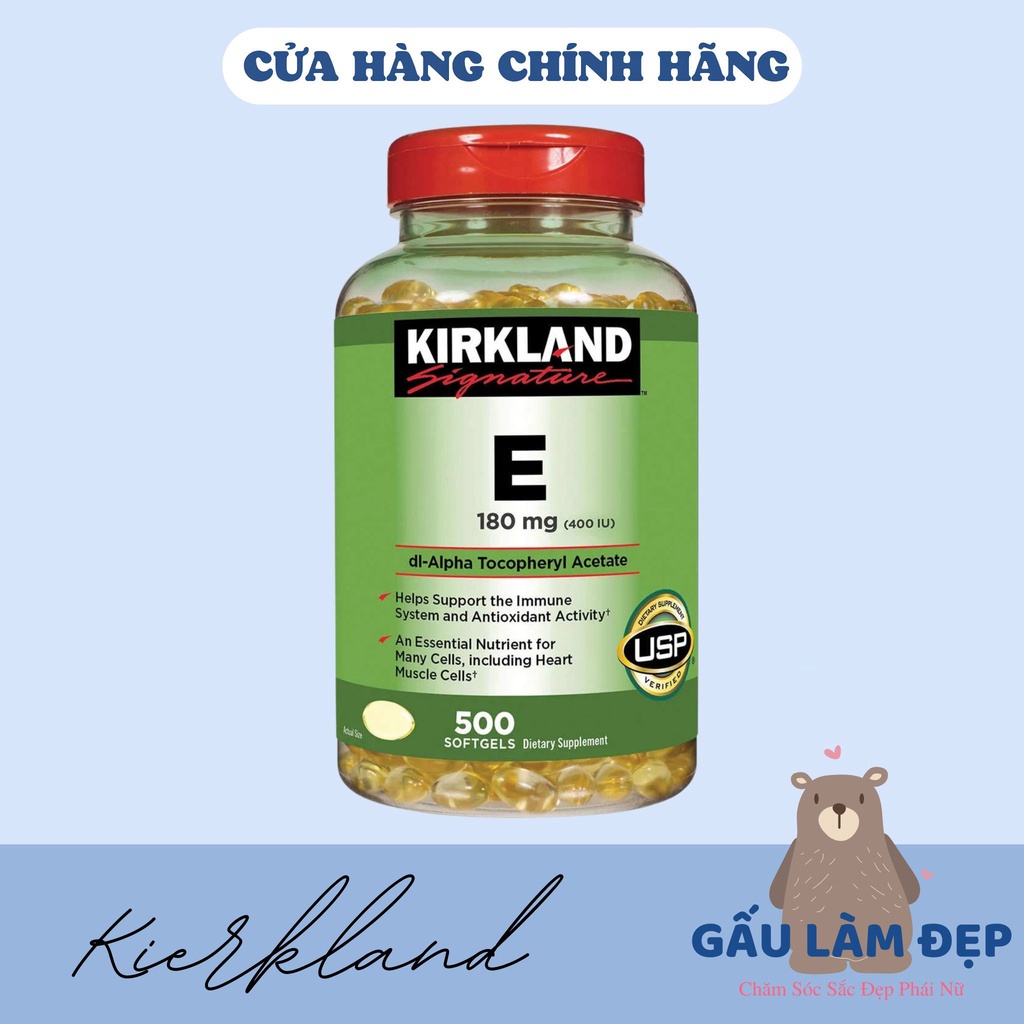 Viên uống bổ sung Kirkland Signature Vitamin E 180 mg 500 viên