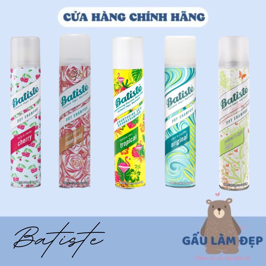 GỘI KHÔ LÀM SẠCH GIẢM BẾT TÓC BATISTE DRY SHAMPOO 200ML