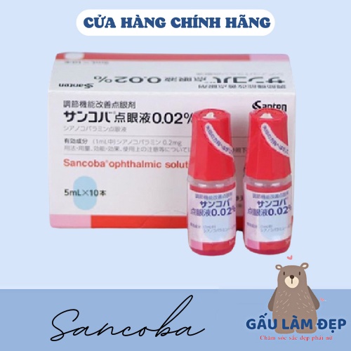 Nhỏ Mắt Cận Sancoba 0.02% 5ml Nhật Bản, Hỗ Trợ Người Cận Thị, Điều Tiết Chứng Mỏi Mắt, Rối Loạn Điều Tiết (Hộp 10 Lọ)
