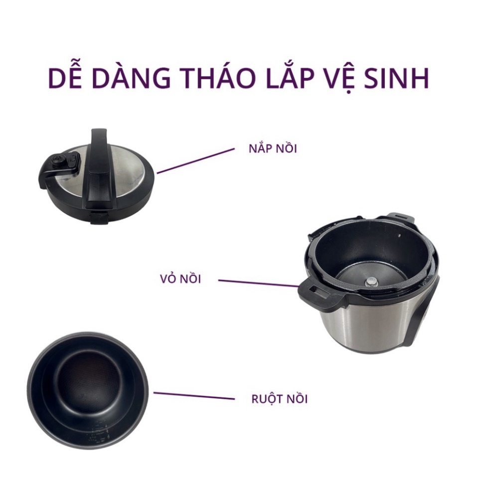 Nồi Áp Suất Điện Tử Đa Năng GUME Dung Tích 6L Hàng Nội Địa Chính Hãng Hàn Quốc Bảo Hành 24 Tháng Lỗi 1 Đổi 1 - Tomato
