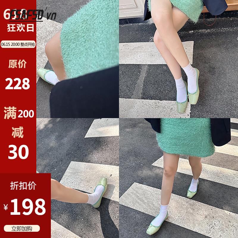 Giày Múa Ba Lê Đế Mềm Mũi Vuông Đính Nơ Thời Trang Mùa Hè 2023