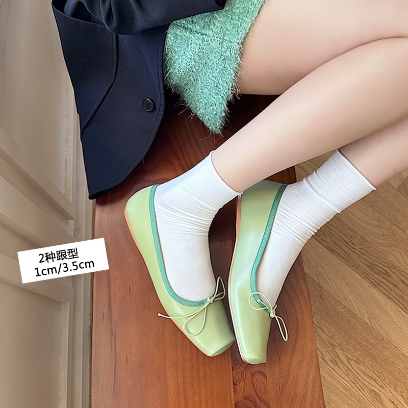 Giày Múa Ba Lê Đế Mềm Mũi Vuông Đính Nơ Thời Trang Mùa Hè 2023