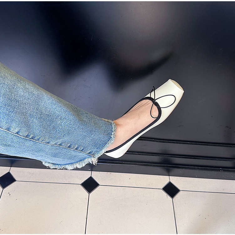 Giày Múa Ba Lê Đế Mềm Mũi Vuông Đính Nơ Thời Trang Mùa Hè 2023