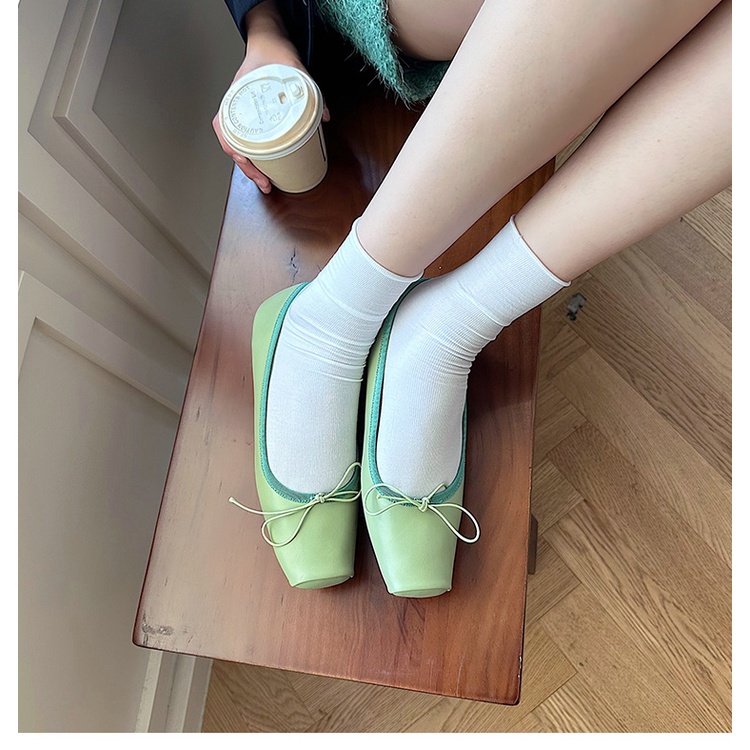 Giày Múa Ba Lê Đế Mềm Mũi Vuông Đính Nơ Thời Trang Mùa Hè 2023