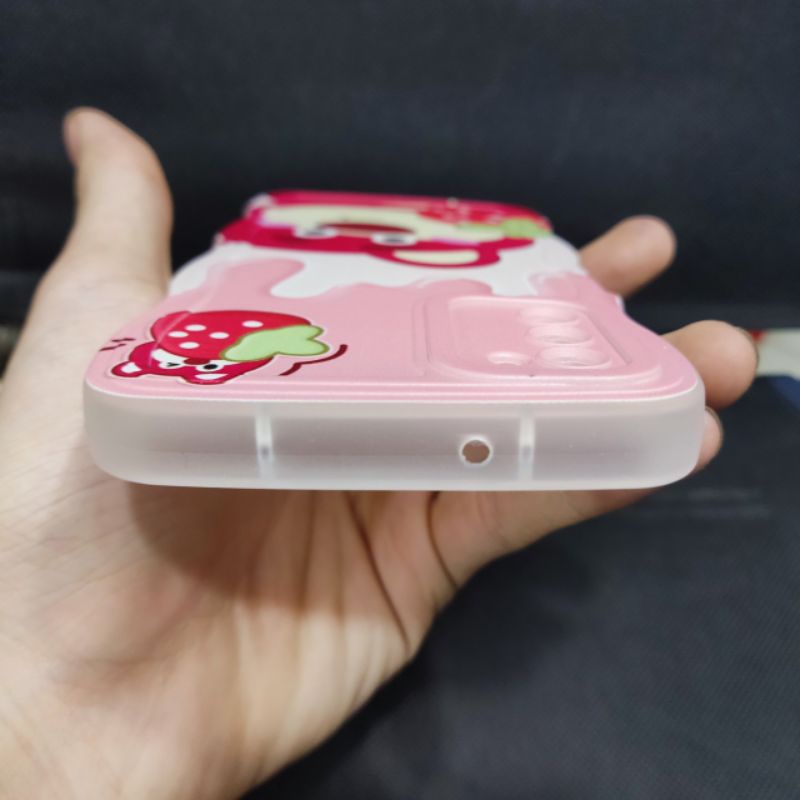 Ốp lưng Samsung A03S dẻo viền lượng sóng lưng in hình gấu dâu