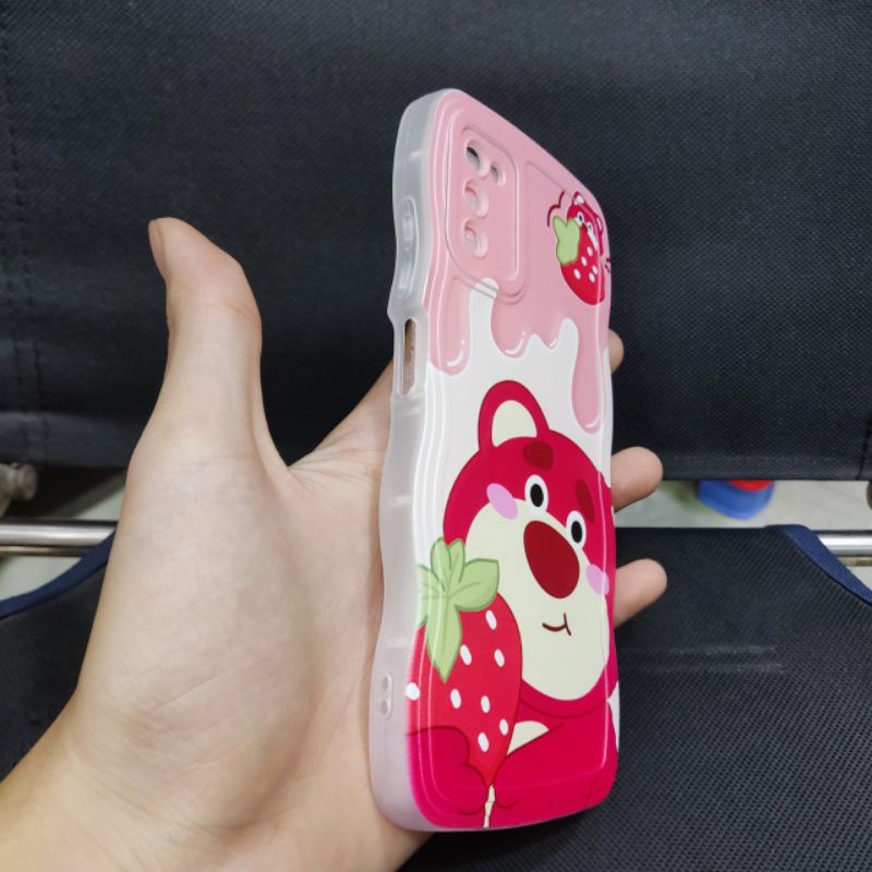 Ốp lưng Samsung A03S dẻo viền lượng sóng lưng in hình gấu dâu