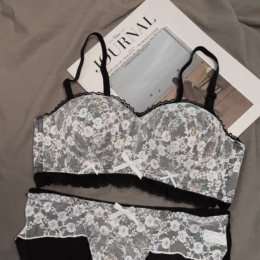 Jiashucheng Áo Ngực Không Gọng Thép Chống Trượt Họa Tiết Hoa Nhỏ Màu Trơn Phong Cách Mới Quyến Rũ Cho Nữ