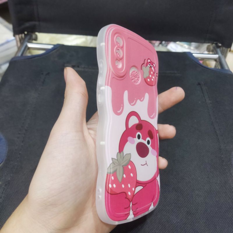 Ốp lưng Huawei nova 3e dẻo viền lượng sóng lưng in hình gấu dâu