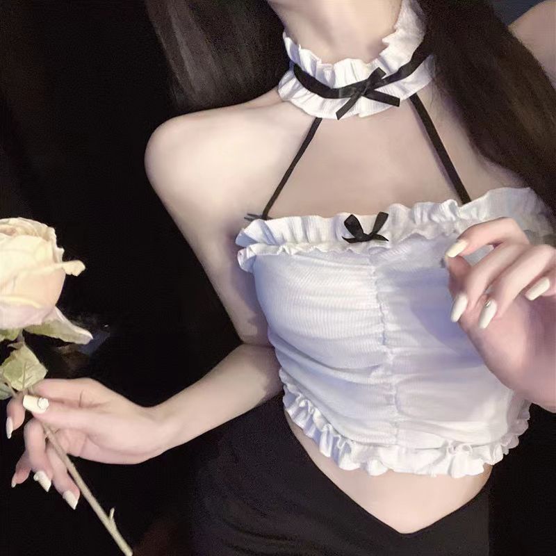 Jiashucheng [Có Đệm Ngực] Áo Hai Dây Ngắn Thắt Nơ Mùa Hè Cho Nữ