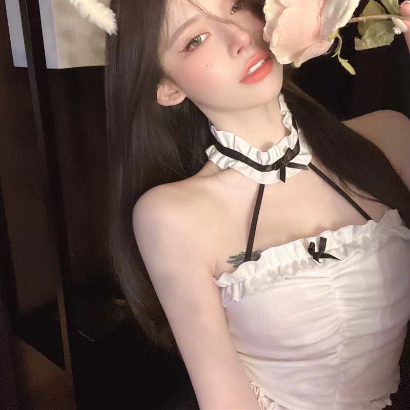 Jiashucheng [Có Đệm Ngực] Áo Hai Dây Ngắn Thắt Nơ Mùa Hè Cho Nữ