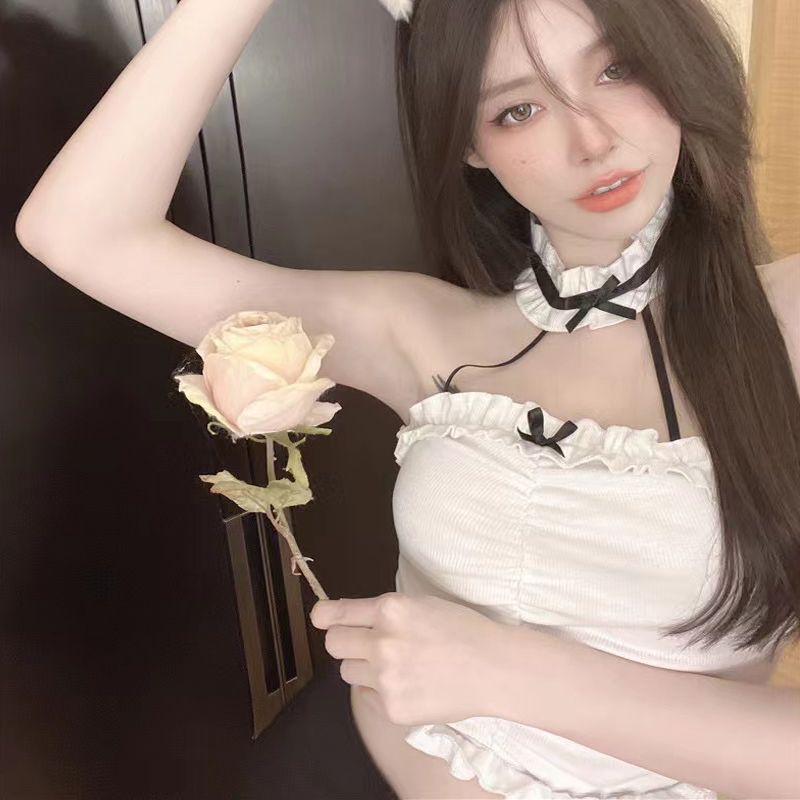 Jiashucheng [Có Đệm Ngực] Áo Hai Dây Ngắn Thắt Nơ Mùa Hè Cho Nữ