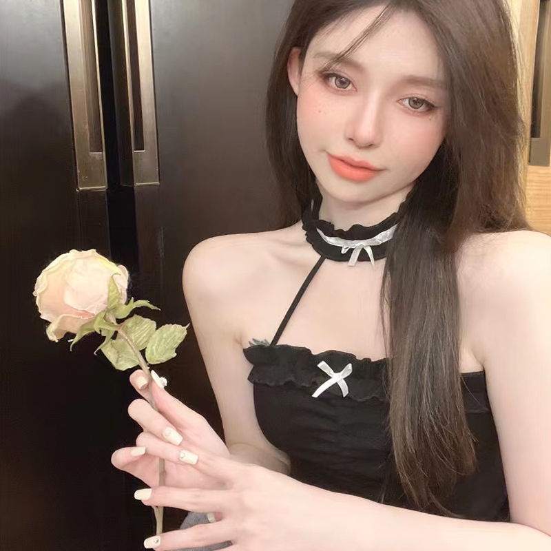 Jiashucheng [Có Đệm Ngực] Áo Hai Dây Ngắn Thắt Nơ Mùa Hè Cho Nữ