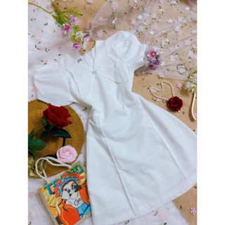 Váy trắng tiểu thư dầm ngắn dự tiệc trẻ trung quyến rũ sang trọng Miyuclothing