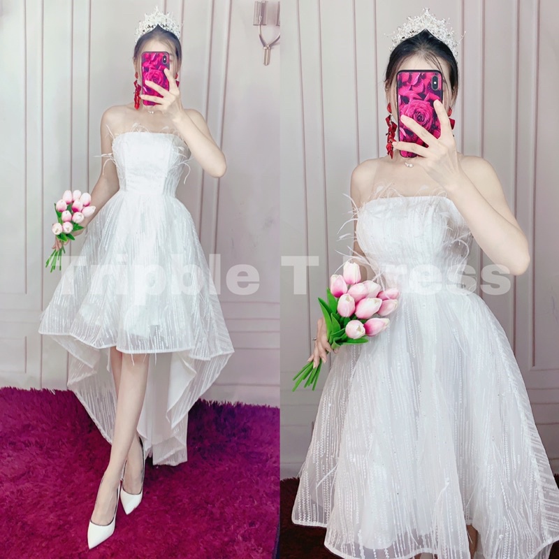 Đầm dự tiệc hoặc mặc cưới nhẹ nhàng TRIPBLE T DRESS đuôi tôm - size S/M/L