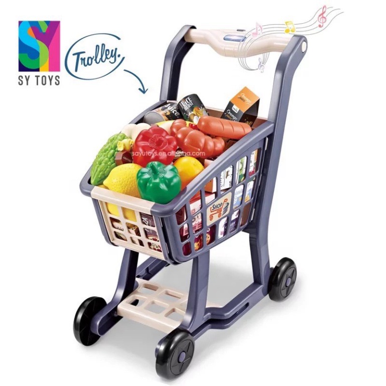 Đồ chơi xe đẩy siêu thị có đèn nhạc  41PCS chi tiết to, kích thước lớn, hàng Cao cấp