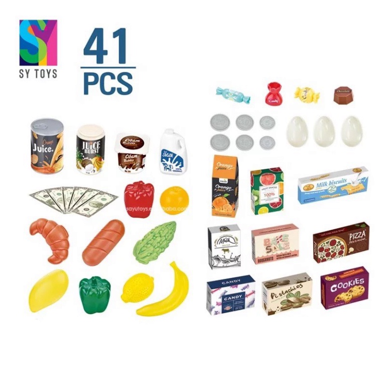 Đồ chơi xe đẩy siêu thị có đèn nhạc  41PCS chi tiết to, kích thước lớn, hàng Cao cấp