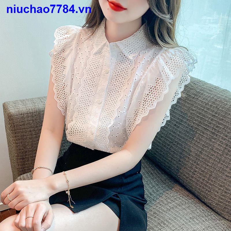 Áo Sơ Mi Ngắn Tay Họa Tiết Thêu Phong Cách Pháp Thời Trang Mùa Hè Cho Nữ