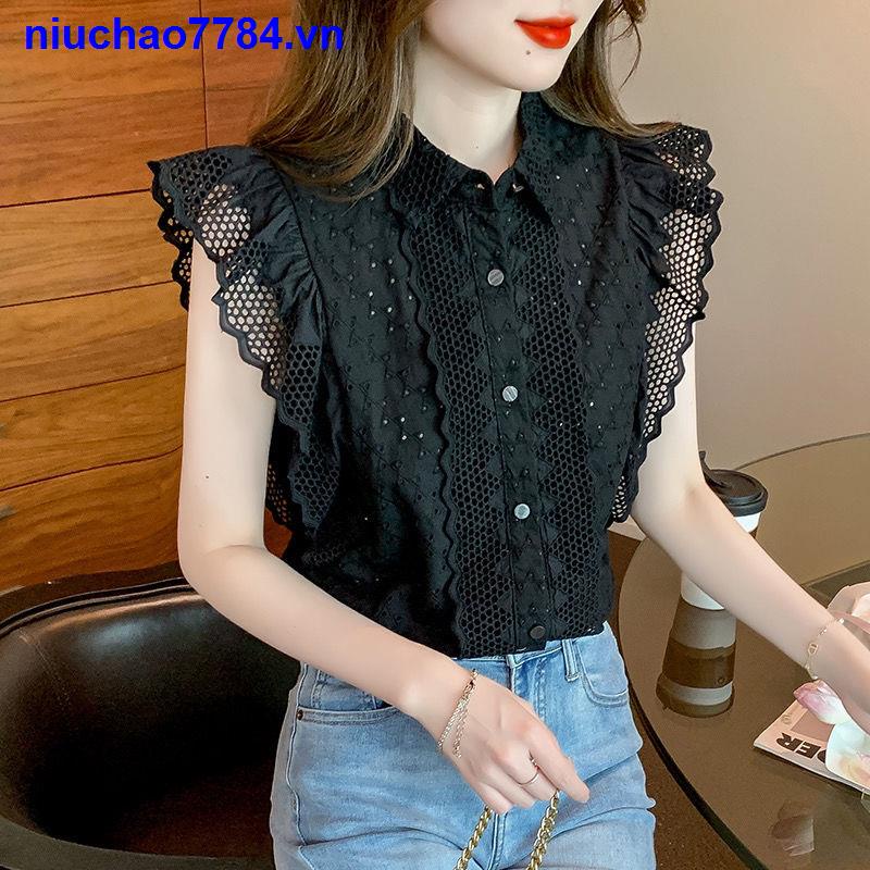 Áo Sơ Mi Ngắn Tay Họa Tiết Thêu Phong Cách Pháp Thời Trang Mùa Hè Cho Nữ