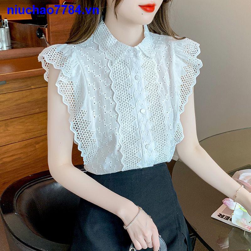 Áo Sơ Mi Ngắn Tay Họa Tiết Thêu Phong Cách Pháp Thời Trang Mùa Hè Cho Nữ