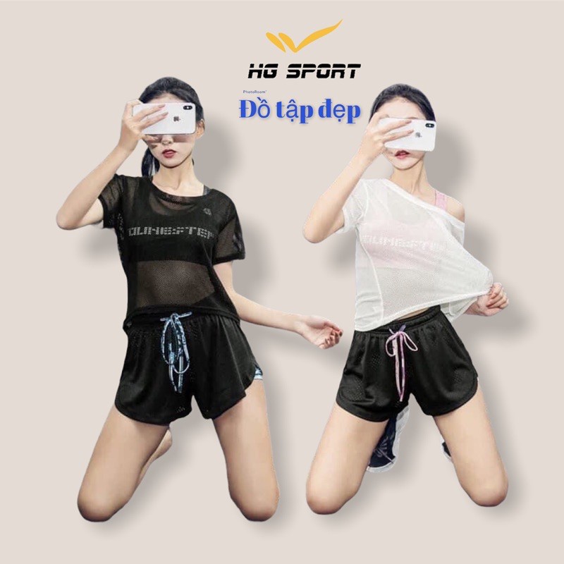 Croptop Tập Gym, Zumba, Thể Thao nữ, Áo Lưới Có Tay từ 45 - 57kg CRTL09
