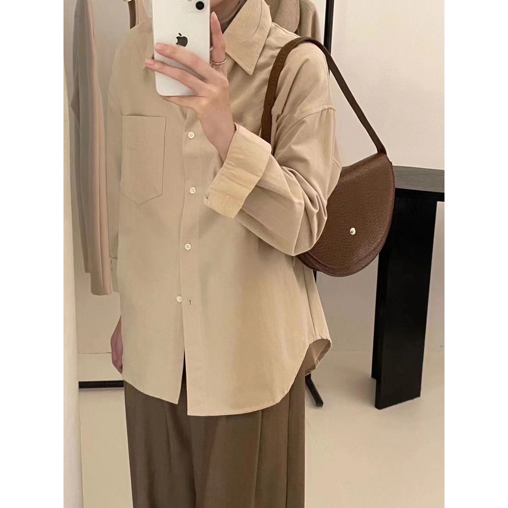 Jiashucheng Áo Sơ Mi Tay Dài Màu Tím Phong Cách Hàn Quốc Cổ Điển Thời Trang Mùa Xuân Mới Cho Nữ