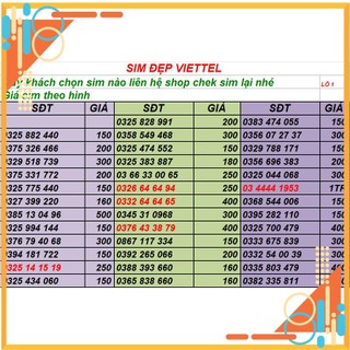 SIM 4G 1 NĂM SIM VIETTEL SỐ ĐẸP PHONG THỦY LÔ 1 _ ĐẸP 5*