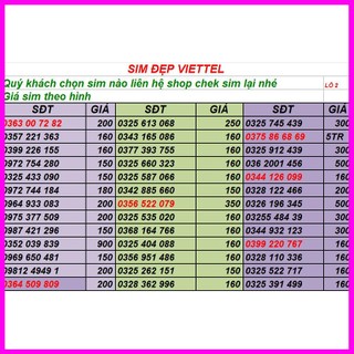 Sim 4g 1 năm sim viettel số đẹp 09 lô 2 hottt