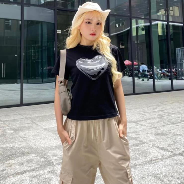 Áo BABY TEE BLACK HEART, áo thun baby tee cotton 100% localbrand.studio New 2023 | BigBuy360 - bigbuy360.vn