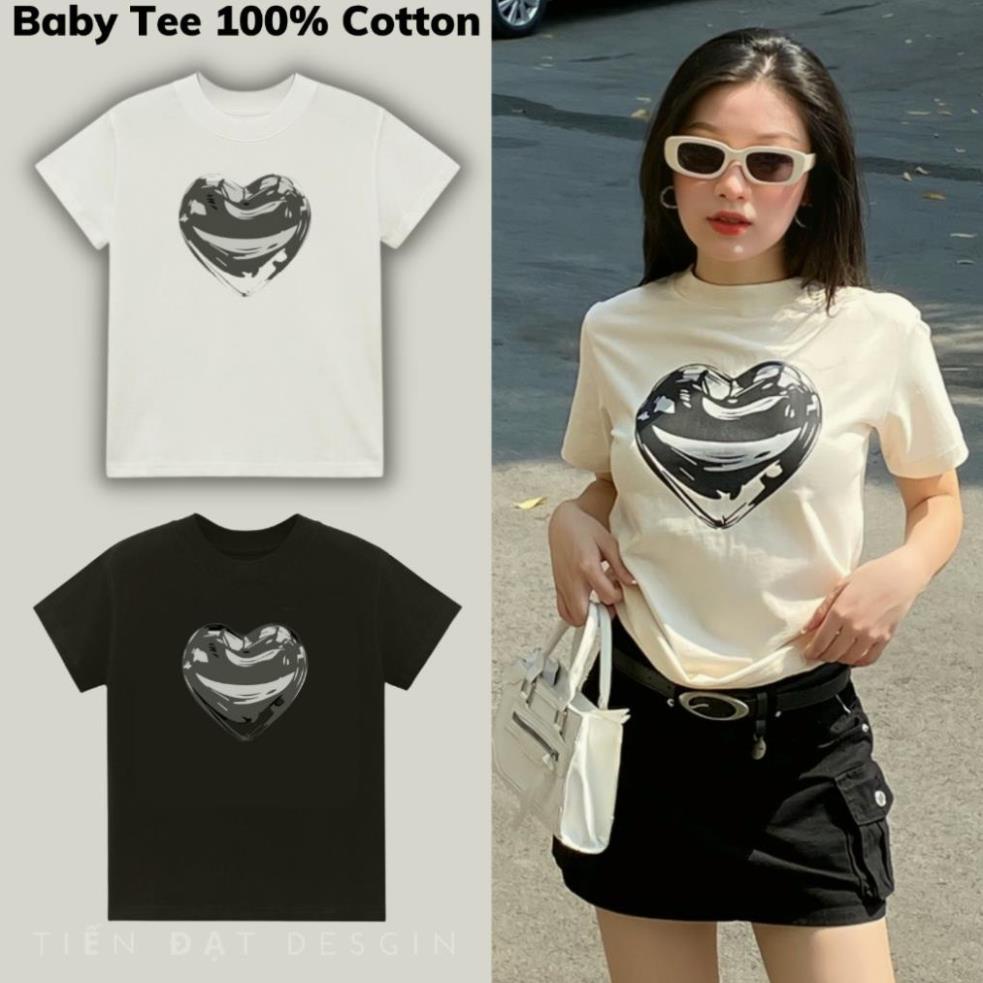 Áo BABY TEE BLACK HEART, áo thun baby tee cotton 100% localbrand.studio New 2023