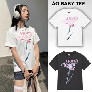 Áo thun baby tee in hoa moná - fleur trắng, áo phông form baby tee localbrand.studio new 2023
