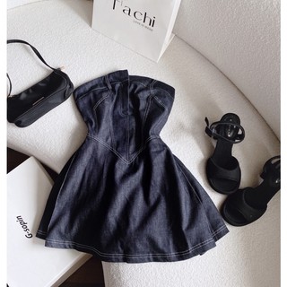 ĐẦM ỐNG JEAN XẾP LY EO