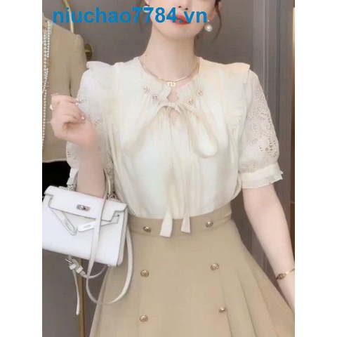 Áo Sơ Mi Ngắn Hai Lớp Trước Và Sau Phong Cách Phương Tây Thời Trang Mùa Hè Cho Nữ sm