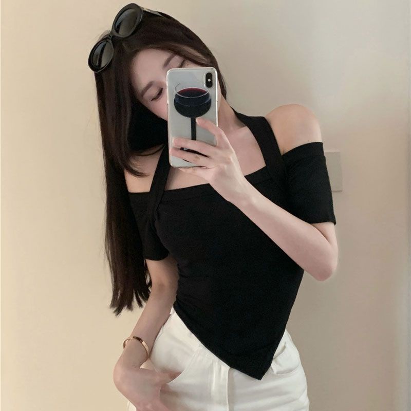 Jiashucheng Áo Thun Nữ Lệch Vai Phong Cách Mới