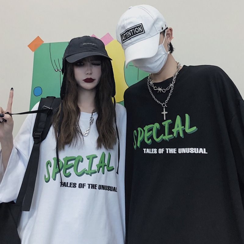 Jiashucheng Áo Thun Tay Ngắn Dáng Rộng Phong Cách Hàn Quốc Thời Trang Mùa Hè Cho Cặp Đôi