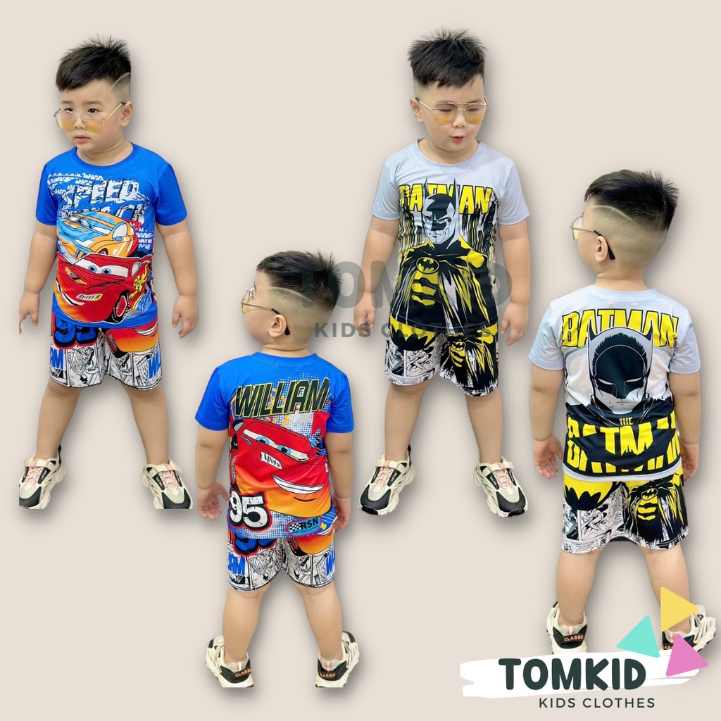 Bộ thun lạnh bé trai, đồ bộ cho bé chất thoáng mát co giãn không nhão 10-40Kg Tomkids