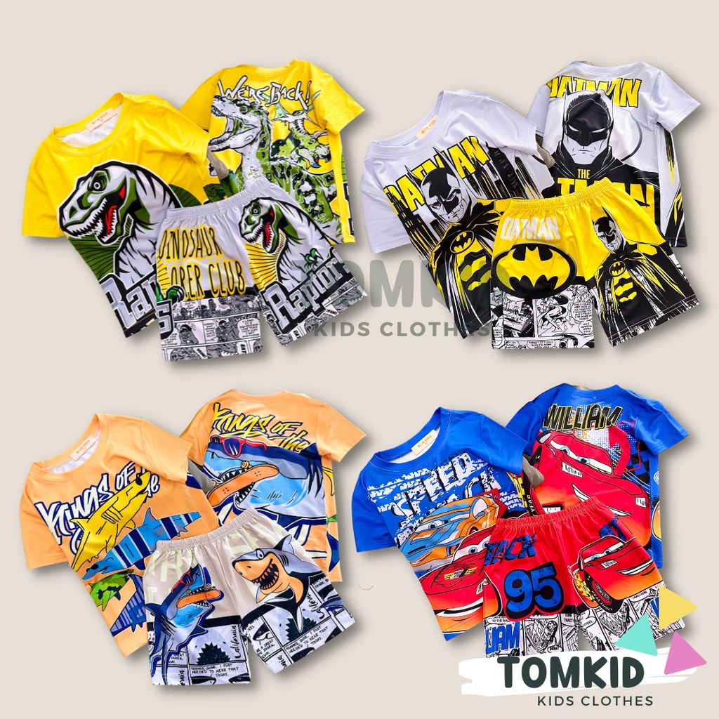 Bộ thun lạnh bé trai, đồ bộ cho bé chất thoáng mát co giãn không nhão 10-40Kg Tomkids