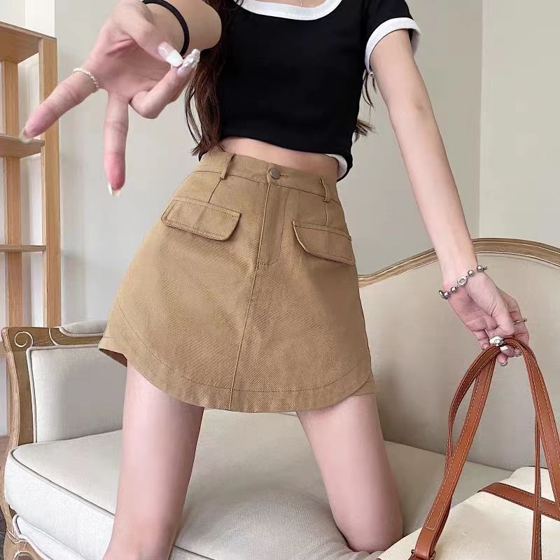 Jiashucheng Váy Cạp Cao Hakama Giả Hai Mảnh Không Đối Xứng Phong Cách Mới Mùa Hè Cho Nữ