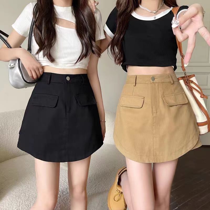 Jiashucheng Váy Cạp Cao Hakama Giả Hai Mảnh Không Đối Xứng Phong Cách Mới Mùa Hè Cho Nữ