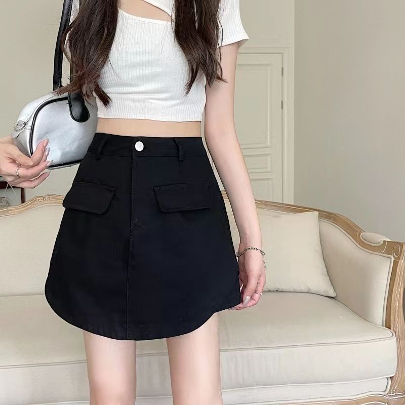 Jiashucheng Váy Cạp Cao Hakama Giả Hai Mảnh Không Đối Xứng Phong Cách Mới Mùa Hè Cho Nữ