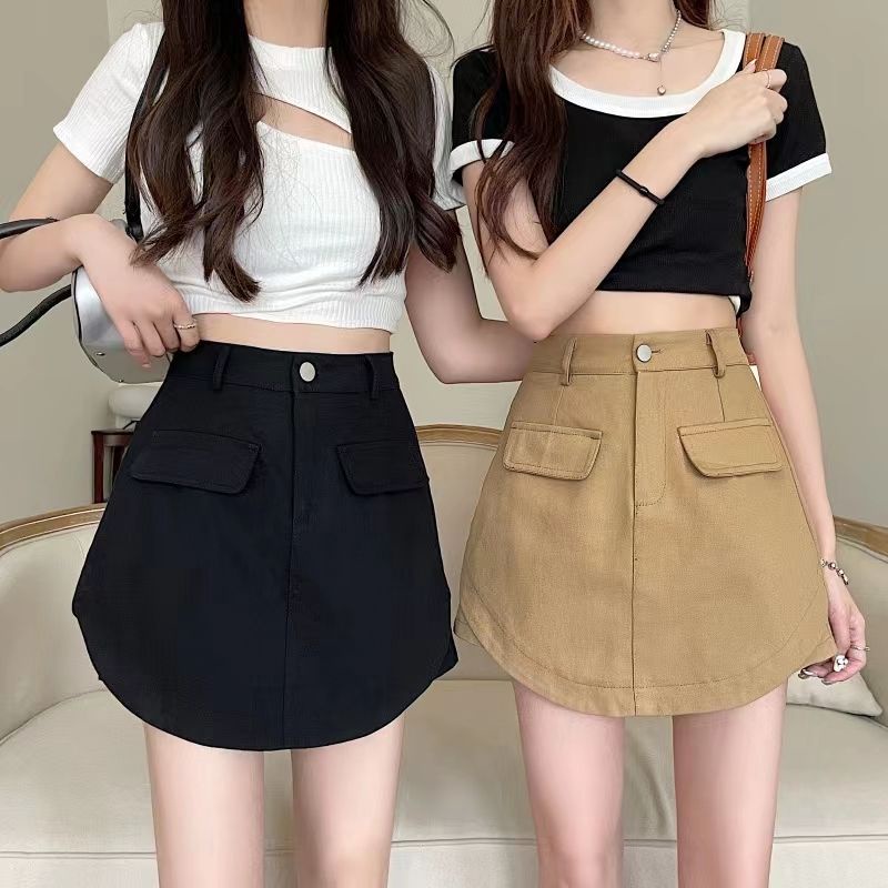 Jiashucheng Váy Cạp Cao Hakama Giả Hai Mảnh Không Đối Xứng Phong Cách Mới Mùa Hè Cho Nữ