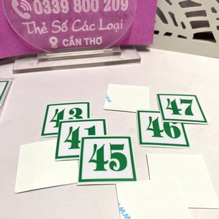 Tem dán số vuông - màu xanh lá - decal cán bóng