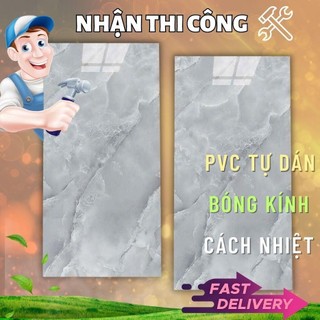 Tấm xốp dán tường 3d giả đá bóng có sẵn keo, pvc đá xám 30x60