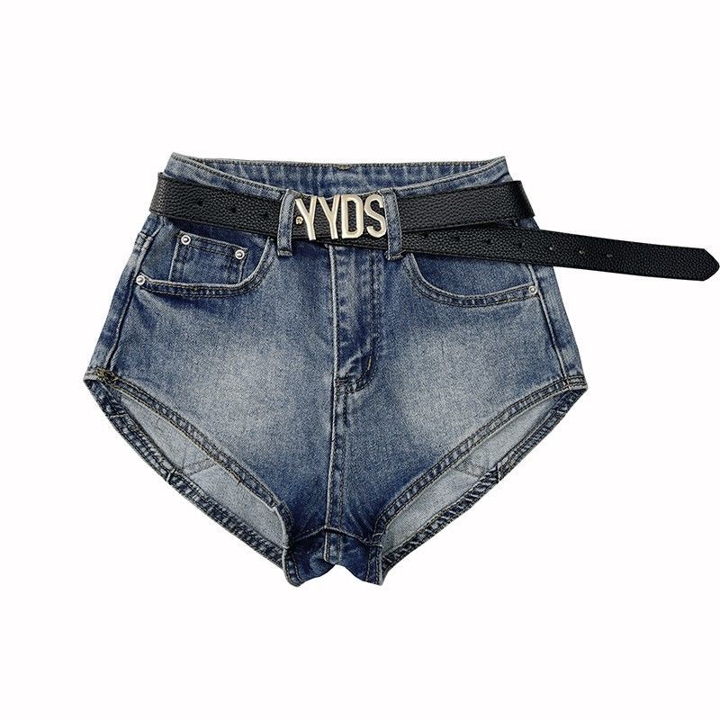 Jiashucheng Quần Short Denim Mùa Hè 2023 Dáng Ôm Lưng Thấp Siêu Co Giãn Dễ Phối Đồ Phong Cách Mới Cho Nữ