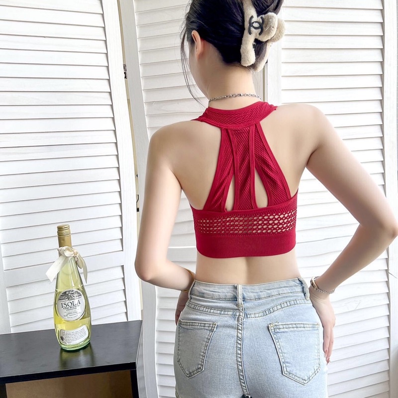 Áo bra tập gym yoga đúc lỗ 3 dây kiểu mới