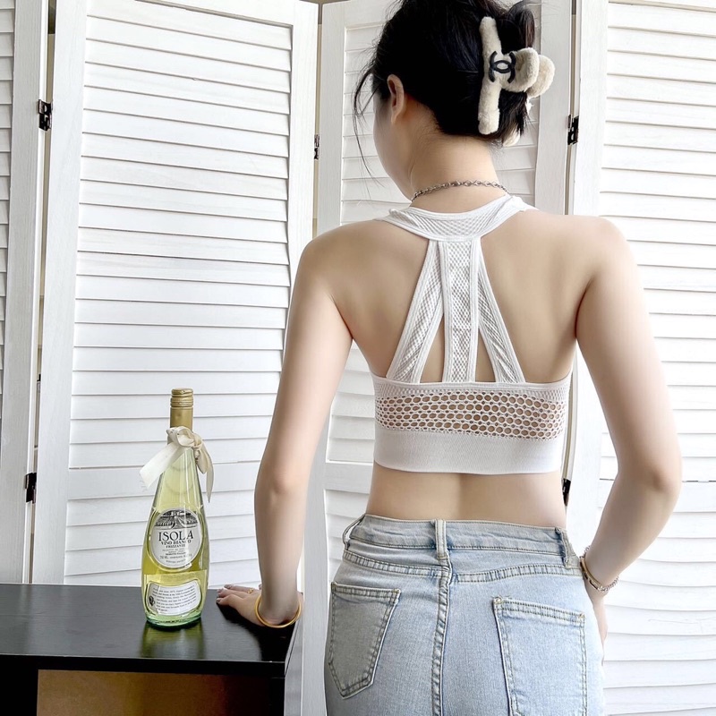 Áo bra tập gym yoga đúc lỗ 3 dây kiểu mới