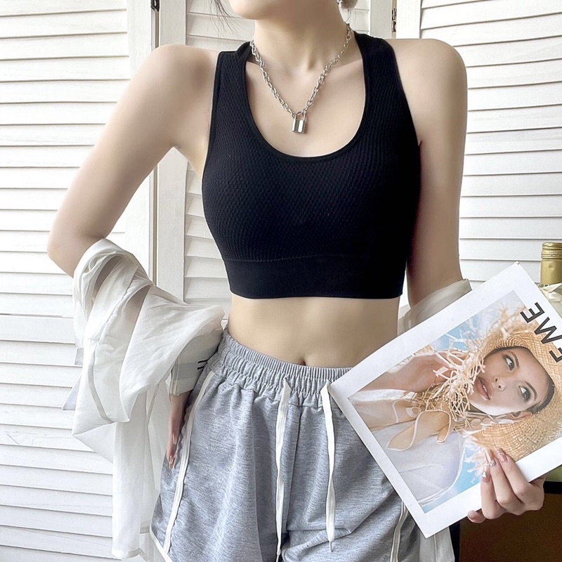 Áo bra tập gym yoga đúc lỗ 3 dây kiểu mới