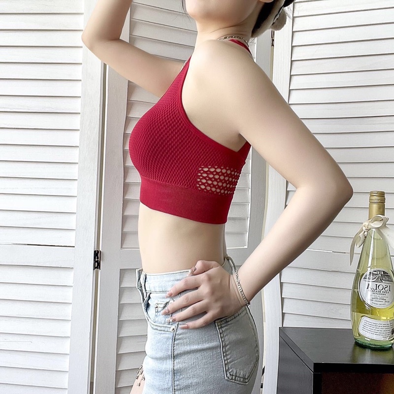 Áo bra tập gym yoga đúc lỗ 3 dây kiểu mới