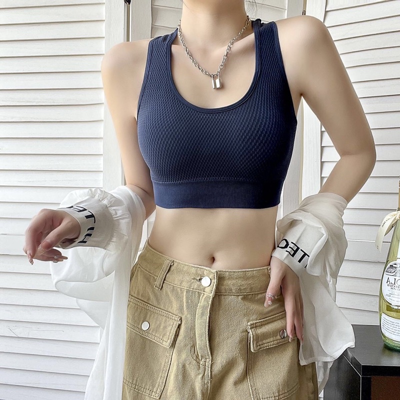 Áo bra tập gym yoga đúc lỗ 3 dây kiểu mới