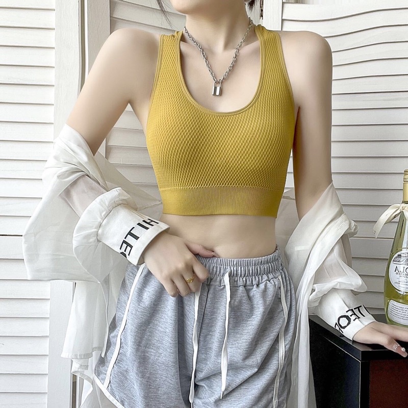 Áo bra tập gym yoga đúc lỗ 3 dây kiểu mới